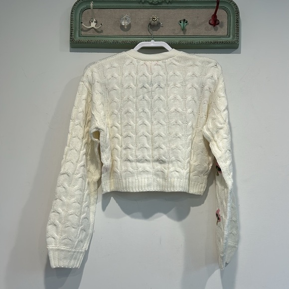 Dolls Kill Cream Cardigan with Pink and Green Mushroom Embroidery small new - Picture 5 of 5